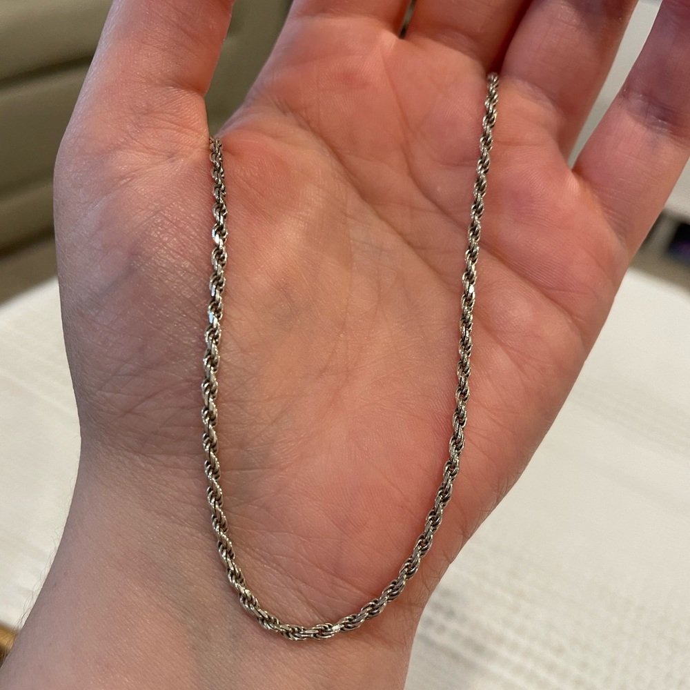 Vintage Italian Sterling Silver 925 Rope Chain Necklace 20” UNISEX Old Money